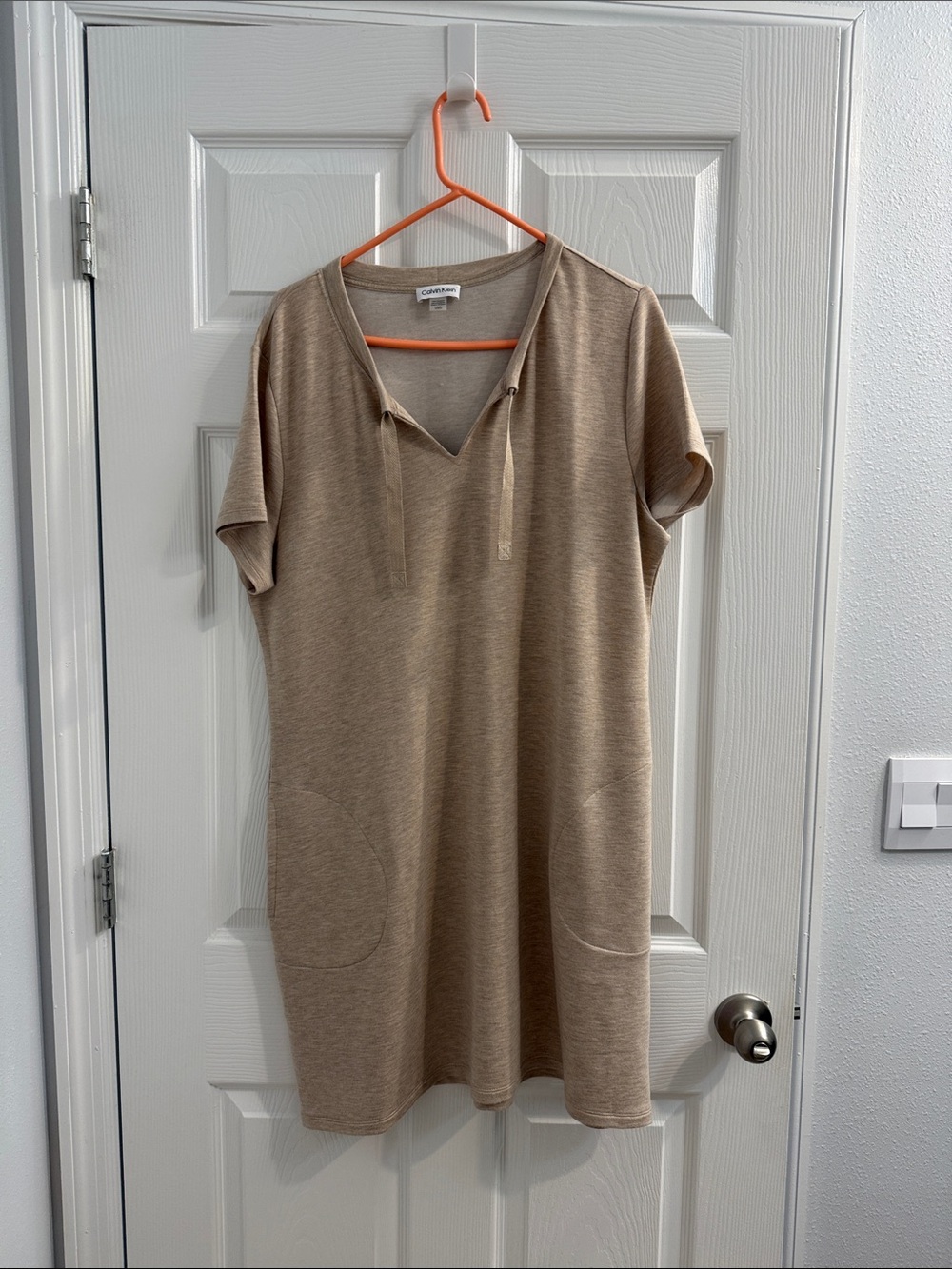 Calvin Klein  Taupe Knit Pocket Dress
